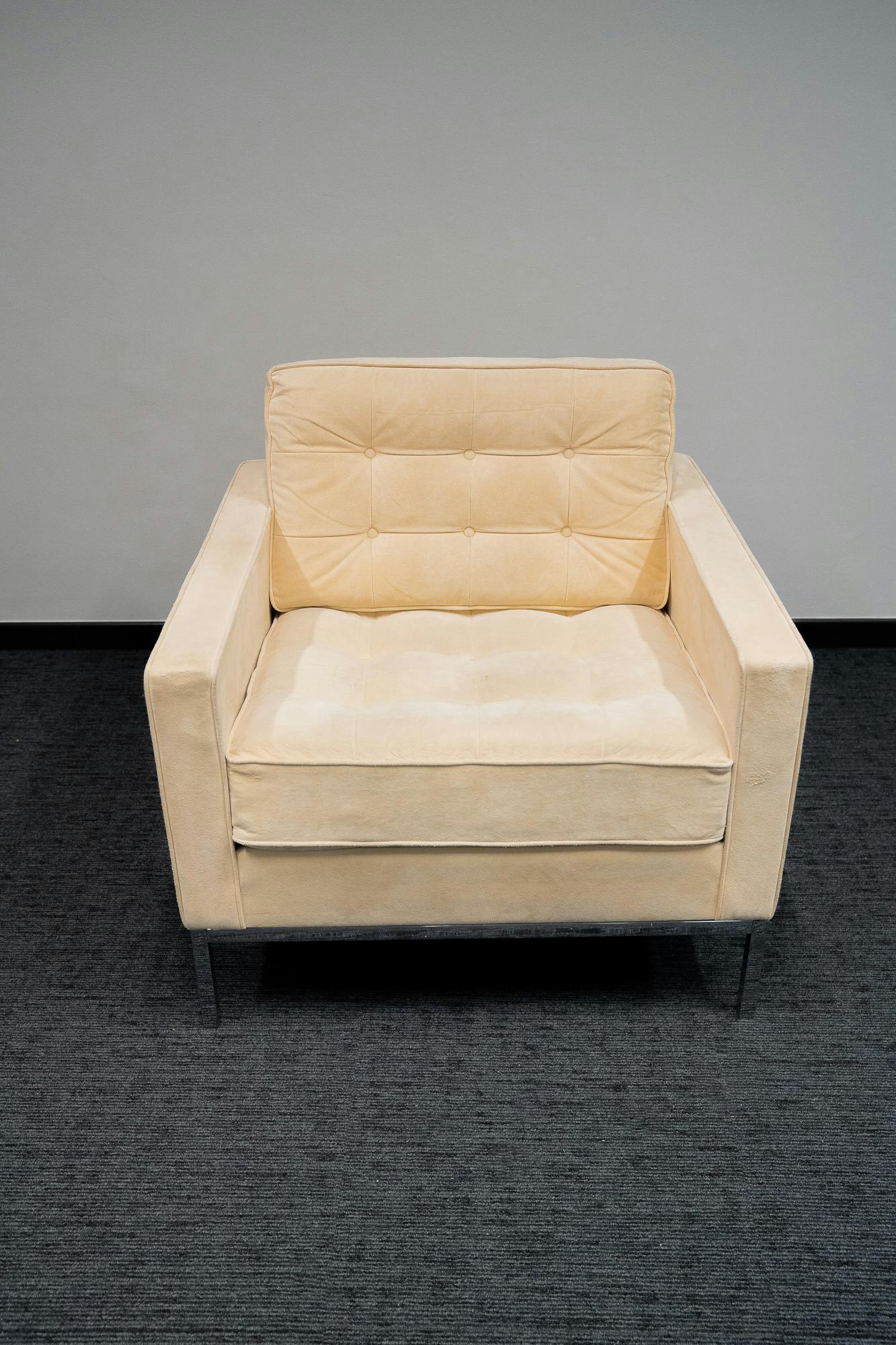 Vintage yellow velvet armchair KNOLL Model 55Parallel - Relieve Furniture